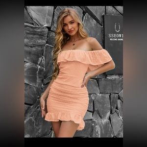 SHEIN MIDI DRESS BABY PINK/PEACH NEW WITH TAGS